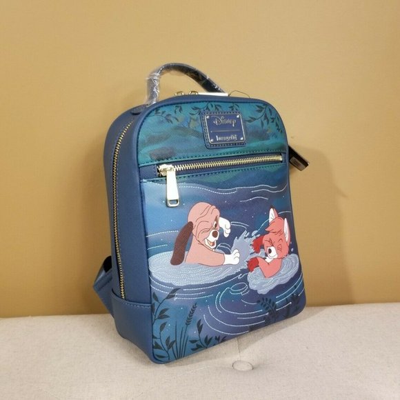 Loungefly Disney Fox And The Hound Mini Backpack Tod Copper Water Play NEW main image 9